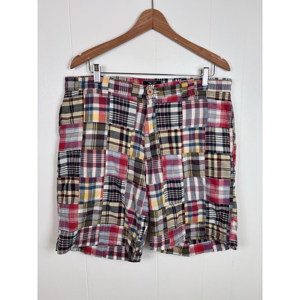 Vintage Snake Eyes Players Colorful Madras Plaid Patchwork Golf Shorts‎ Size 36